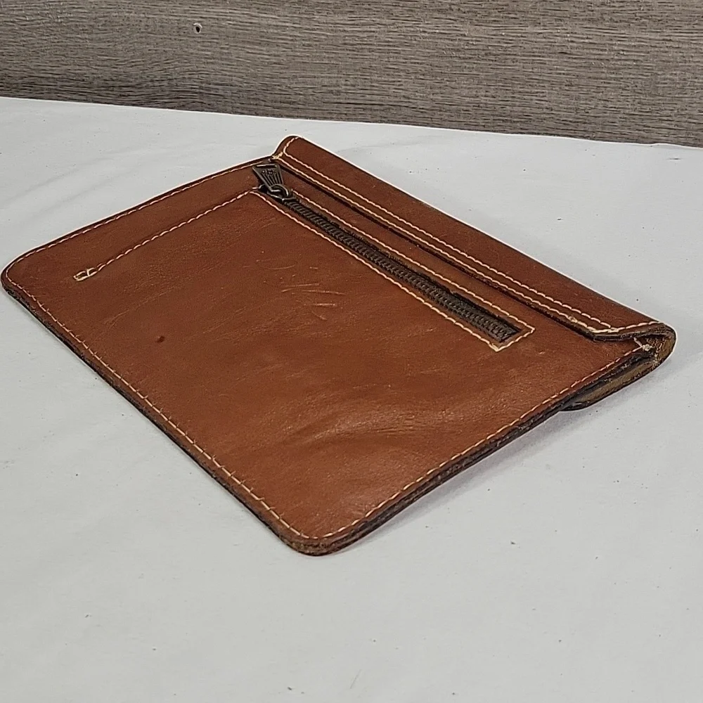 Patricia Nash Brown Leather Clutch Mini Ipad Pouch